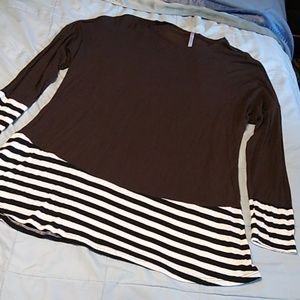 Azules Long Sleeved Top Brown Black White Medium